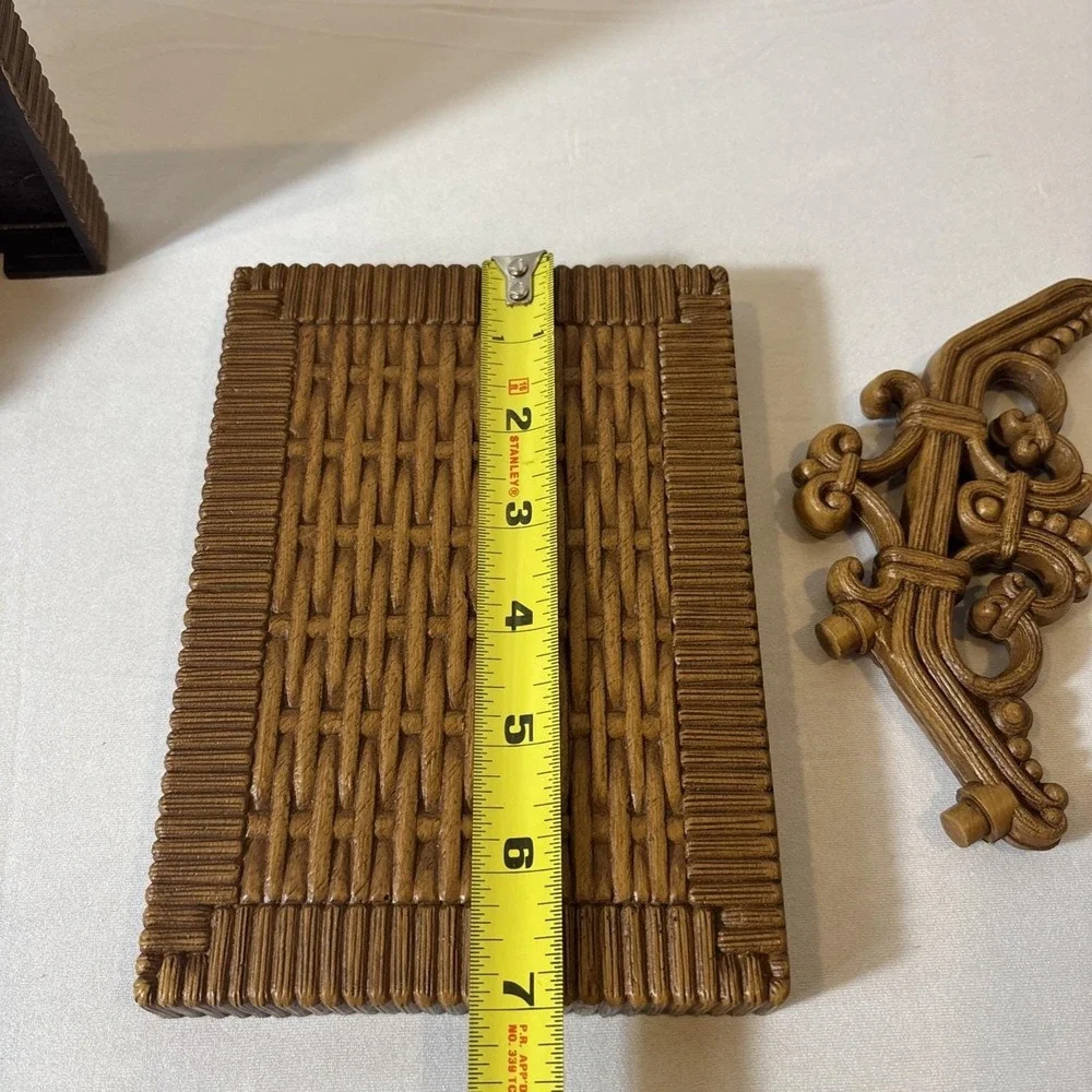 Vintage Homco Syroco Basket Weave Wall‎ Shelf MCM #3323 Rattan Boho Pair Of 2